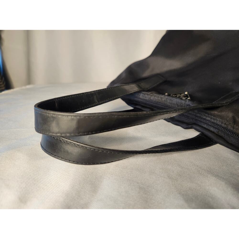 Prada Black Nylon Tote Bag Leather Handles Made in Italy Authenticity Card - Picture 10 of 15